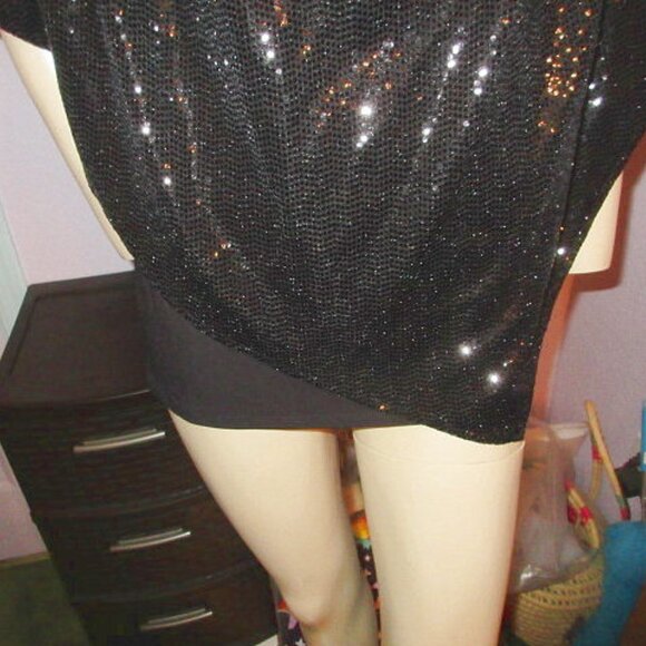 Prelude Sequin Poncho Top Size XXL Asymmetrical Layered Look Witchy Whimsigoth - Picture 6 of 14